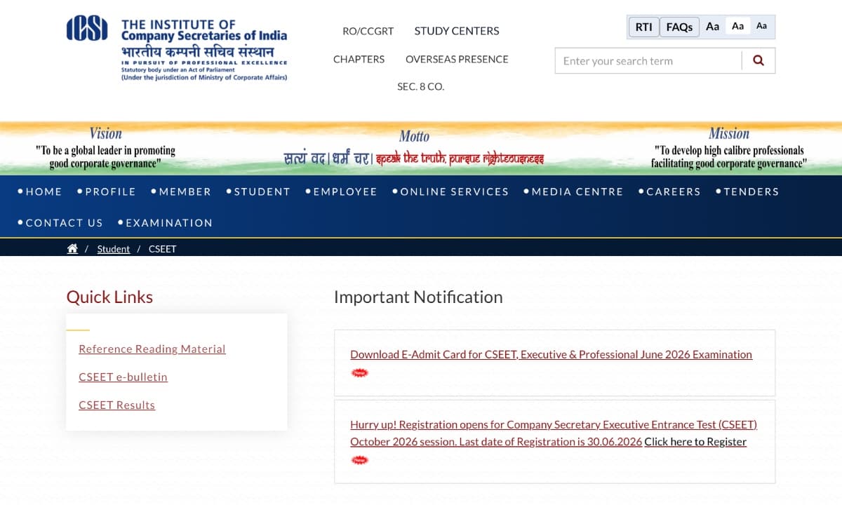 CSEET Admit Card 2026 June Out: Download Instructions and Important Tips