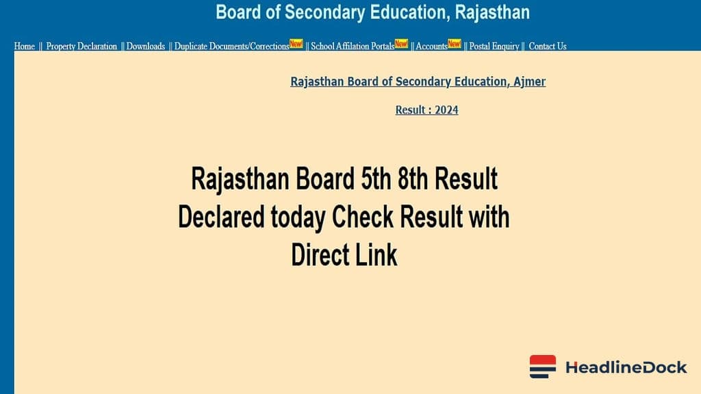 Rajasthan Board 5th Class Result Announced: Key Details and How to Check