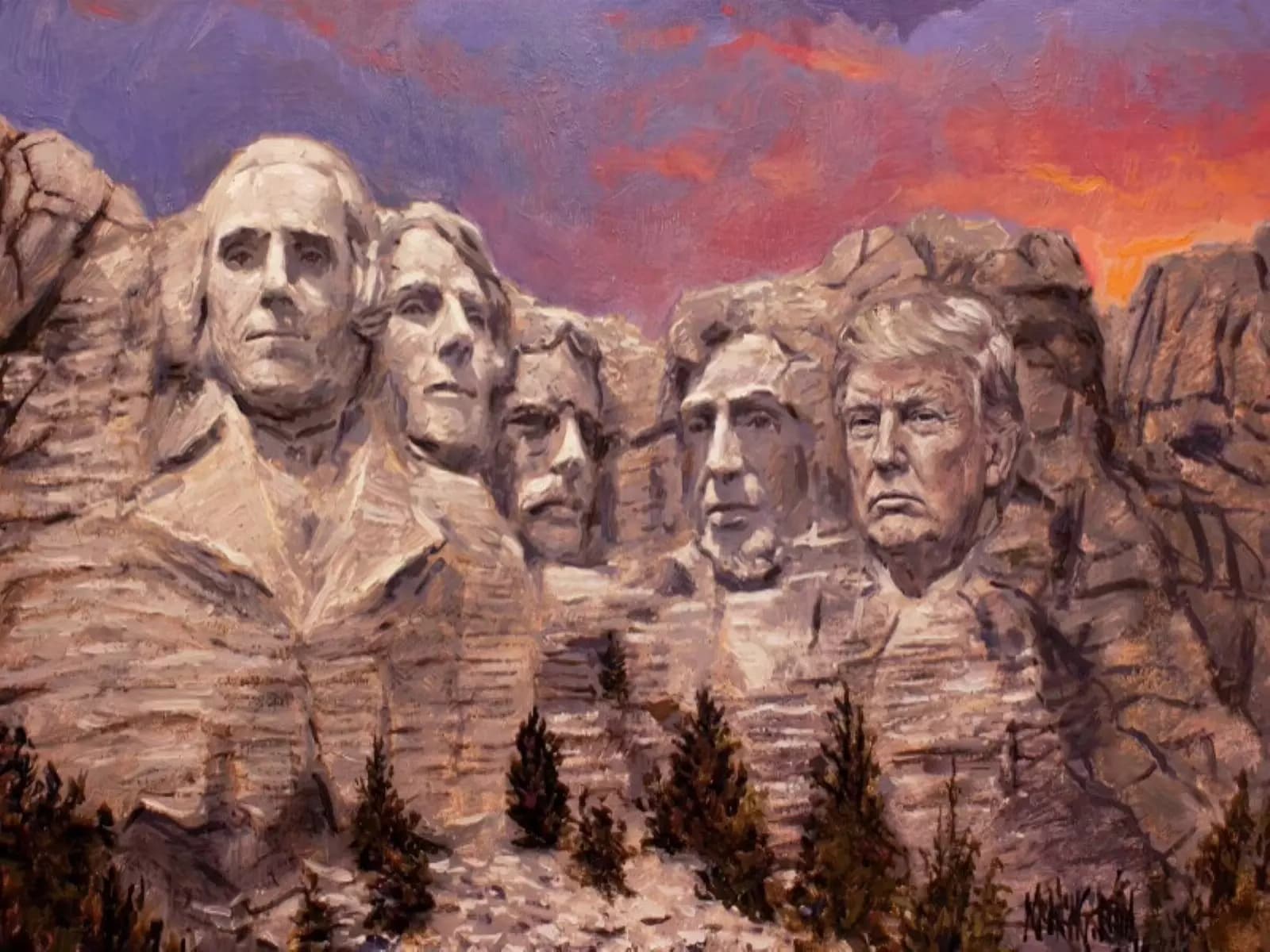 Trump Shares AI-Generated Mount Rushmore Image Featuring Himself