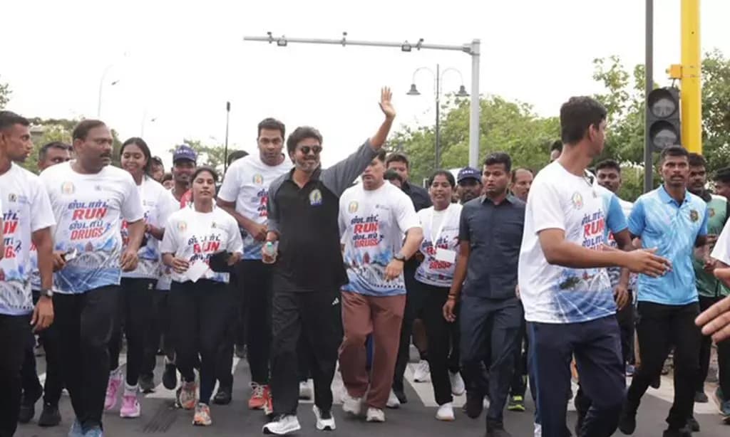 CM C Joseph Vijay Leads 6km Anti-Drug Marathon in Chennai for Awareness