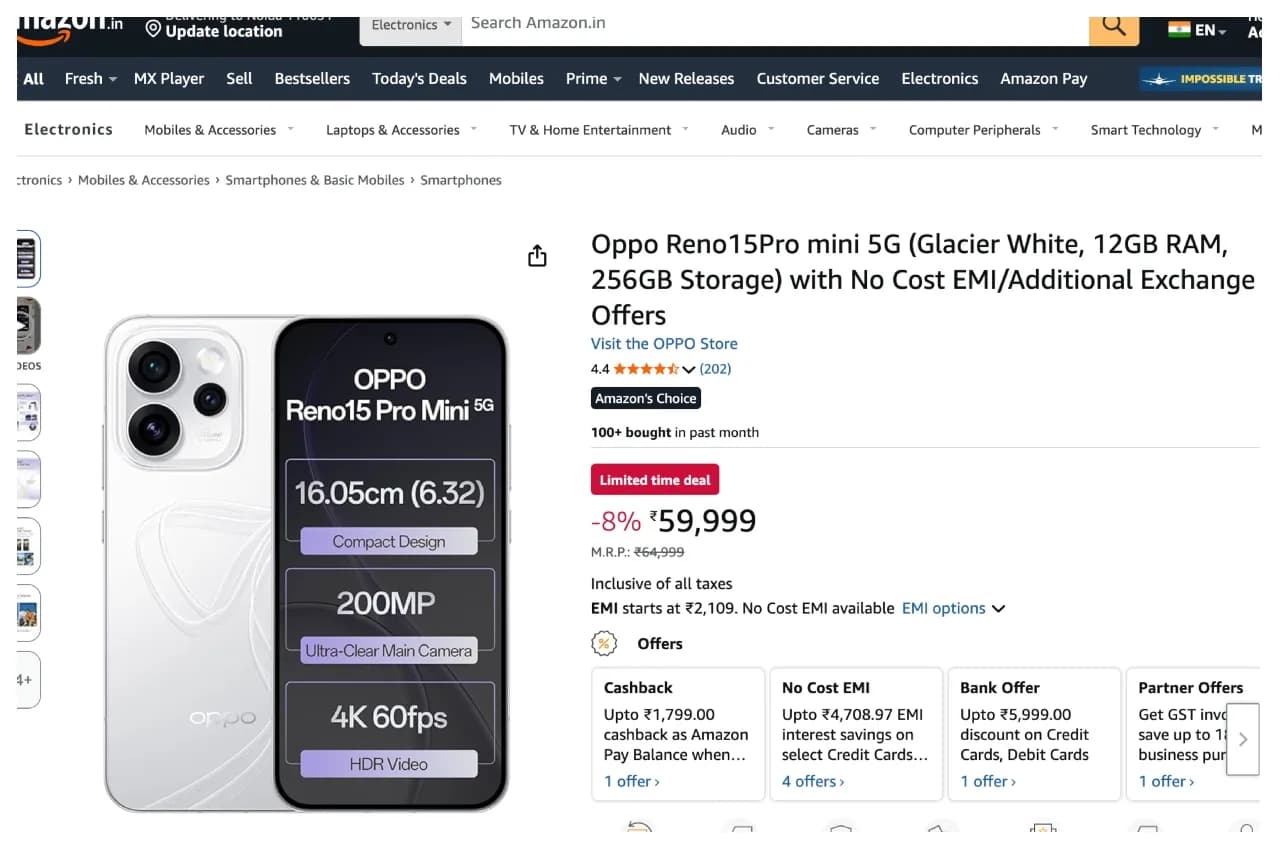Oppo Reno15 Pro Mini 5G Offers ₹5,000 Discount – Best Deal Yet for Superphone Features