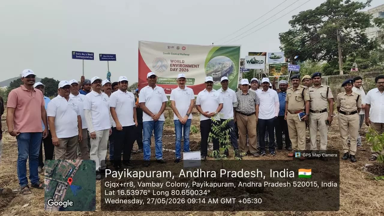 Railway Authority Plants Trees in Vijayawada to Honor World Environment Day