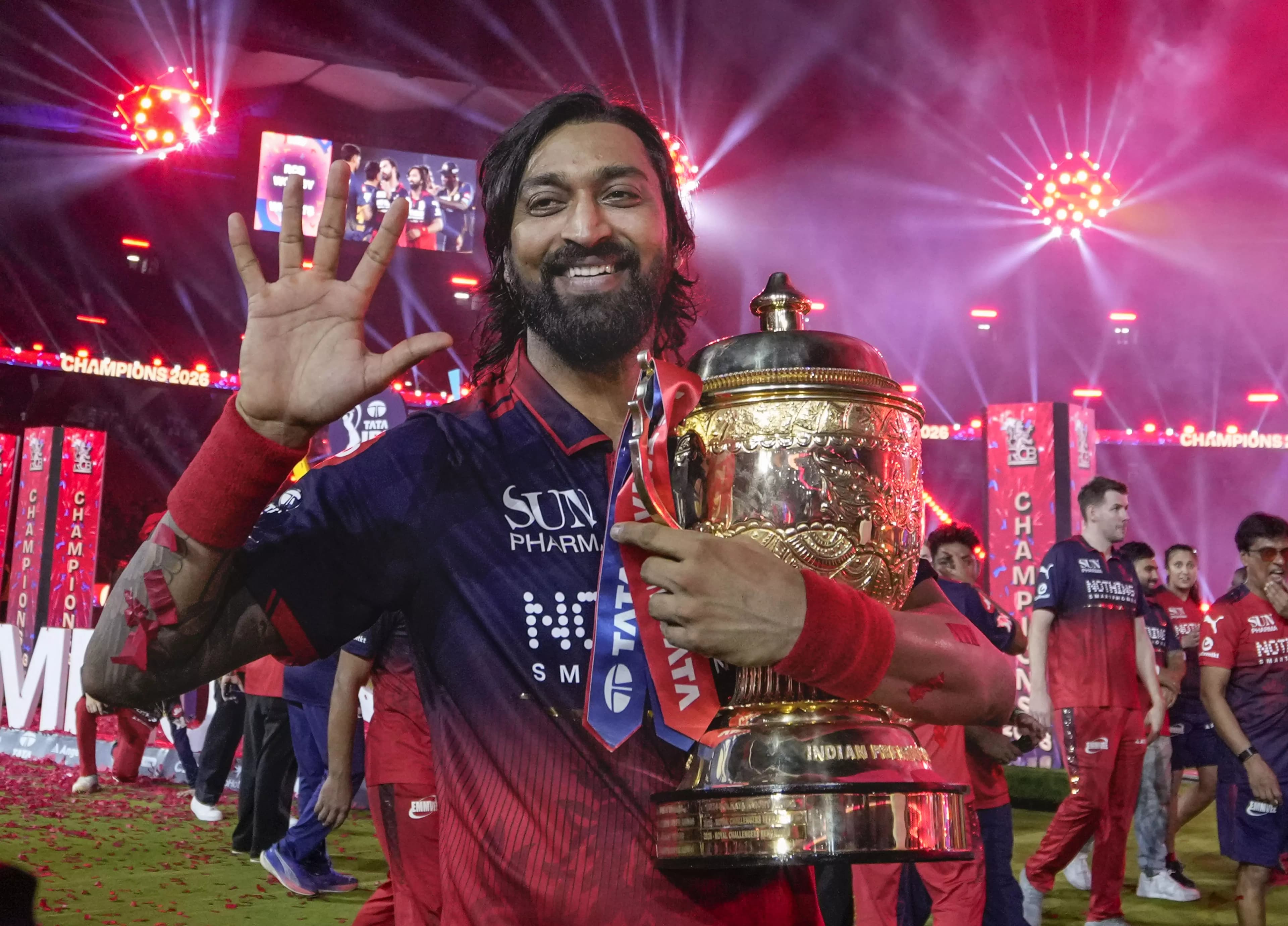 RCB's Krunal Pandya Celebrates Back-to-Back IPL Victory