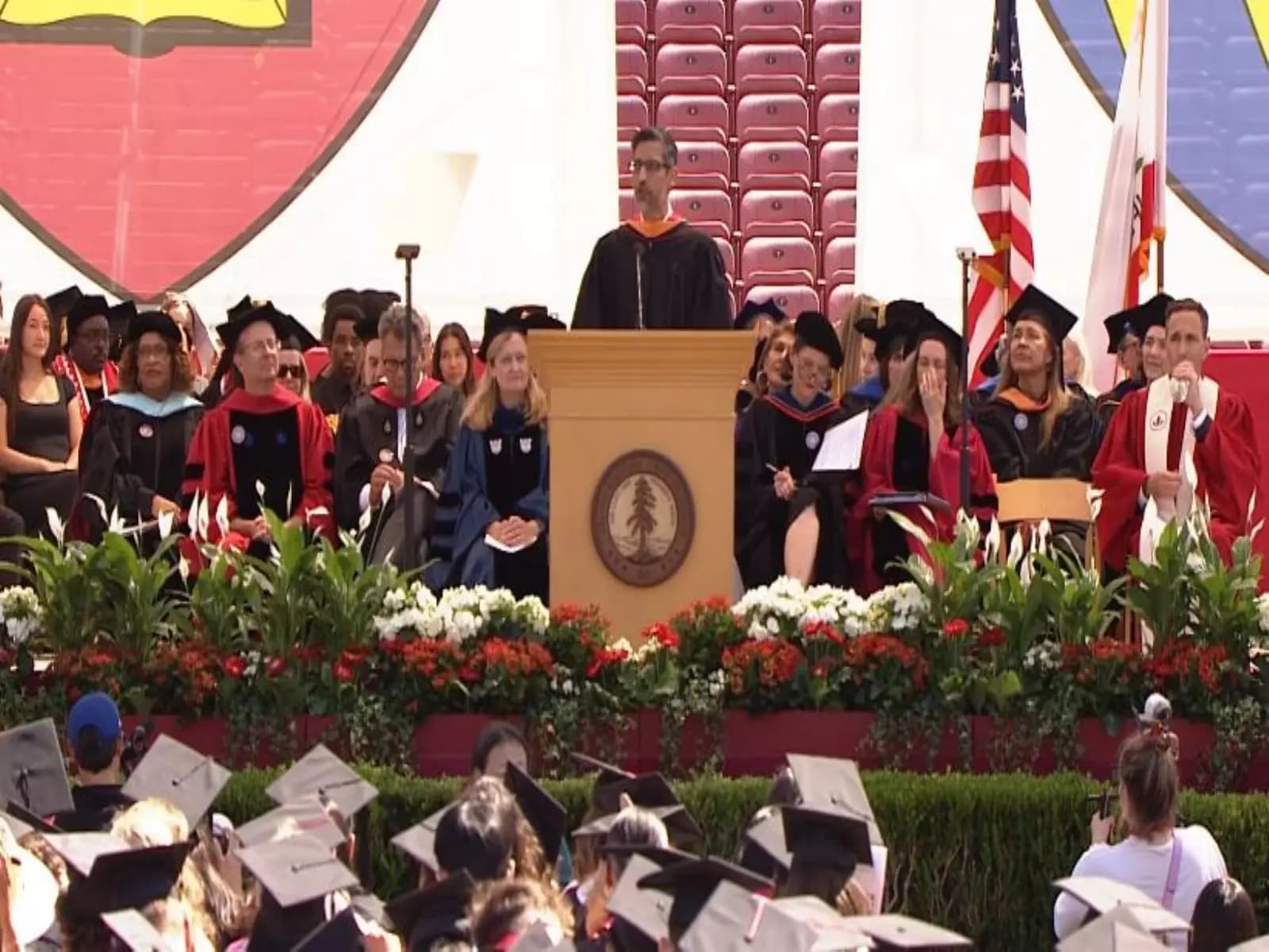 Students Stage Walkout During Sundar Pichai’s Stanford Commencement Keynote Address