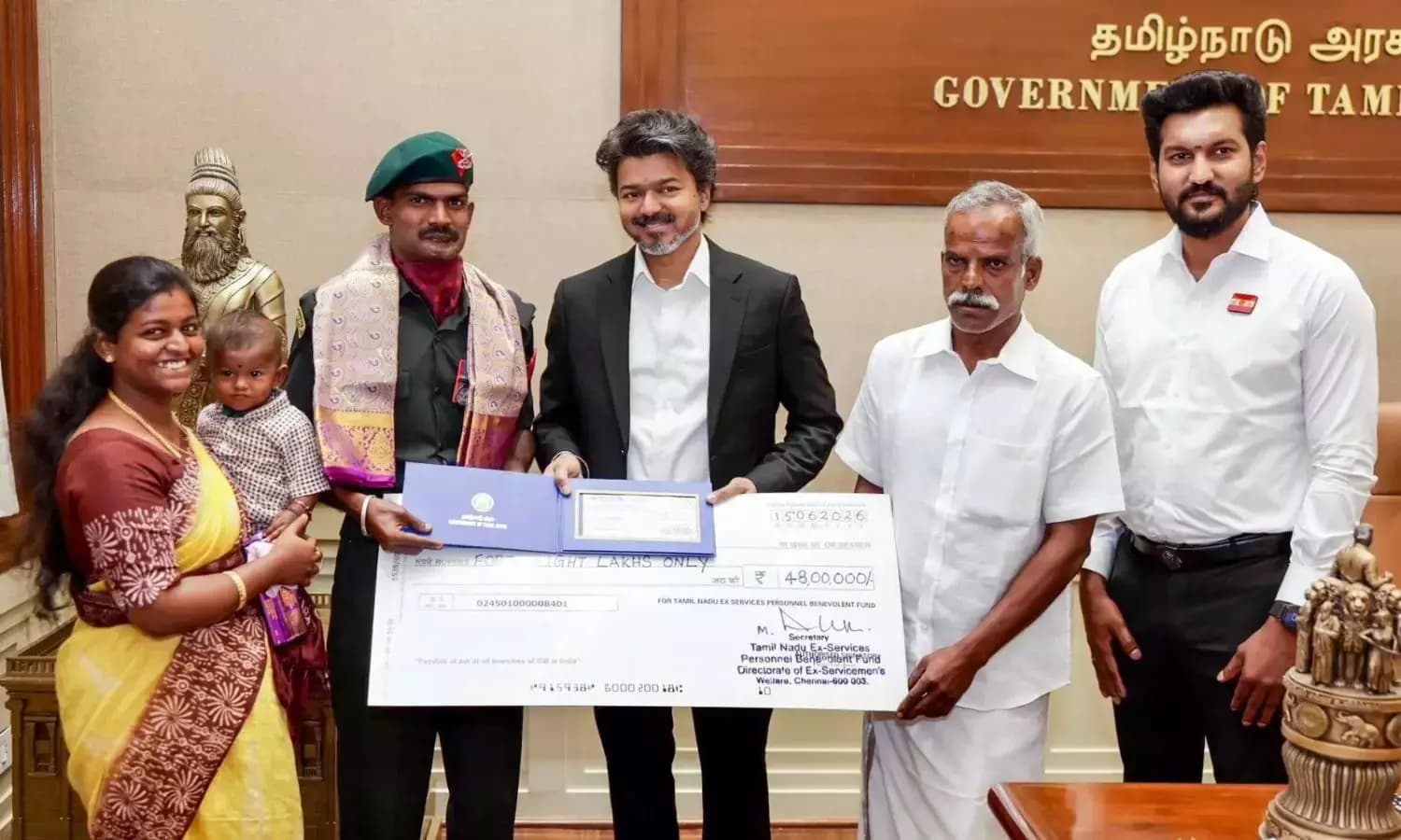 Tamil Nadu CM Presents Rs 48 Lakh Reward To Kirti Chakra Awardee
