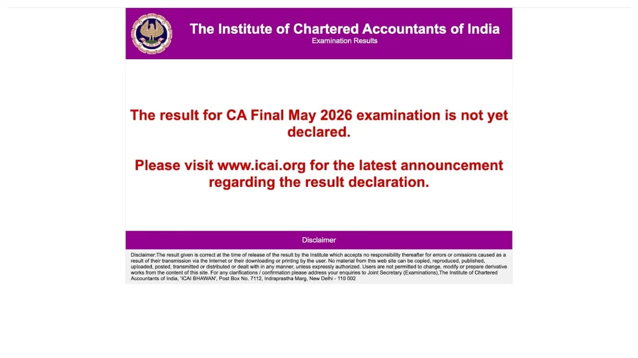 ICAI CA Final May 2026 Result: Check Scores and Rankings Online
